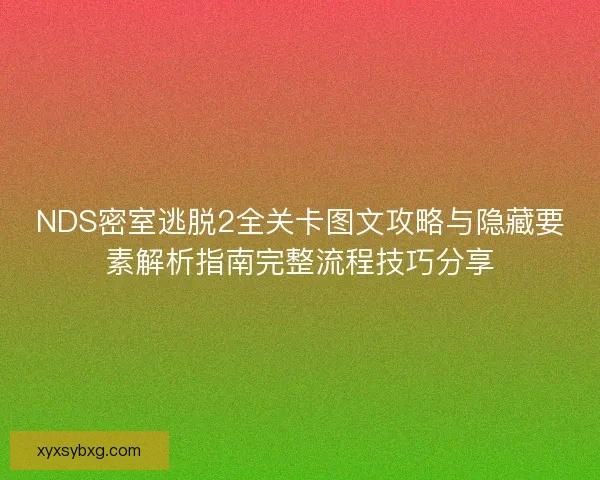NDS密室逃脱2全关卡图文攻略与隐藏要素解析指南完整流程技巧分享